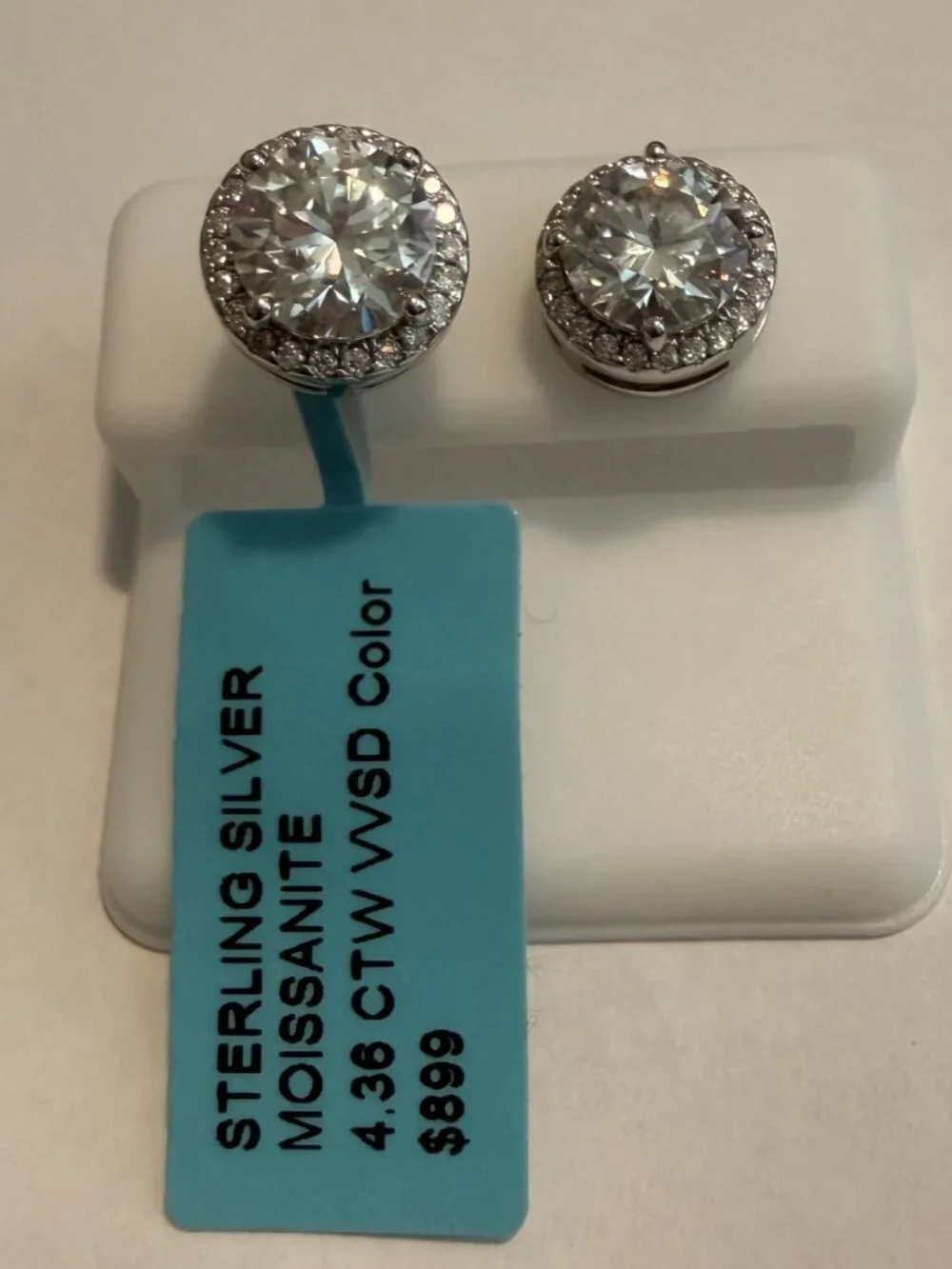 Sterling Silver Moissanite Earrings 4.38 CTW VVSD Color